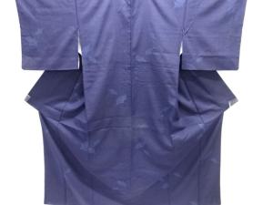 葉模様織り出し本場結城紬80亀甲着物(石下)